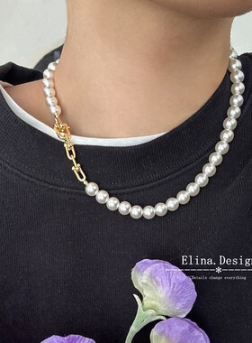 百搭简约强光品质链条人造珍珠