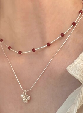盛夏的果实花蕊天然珍珠简约法式项链S925纯银轻奢高级感小众叠戴