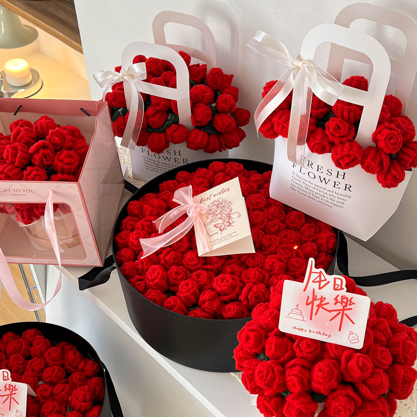 玫瑰花毯子花束毯子成品手工编织送女生闺蜜生日实用礼物,淘宝优惠券,粉丝福利购,淘宝优惠卷