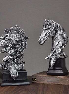 厂家树脂简约现代马头客厅工艺品砂岩电视柜办公室装饰品摆件生肖