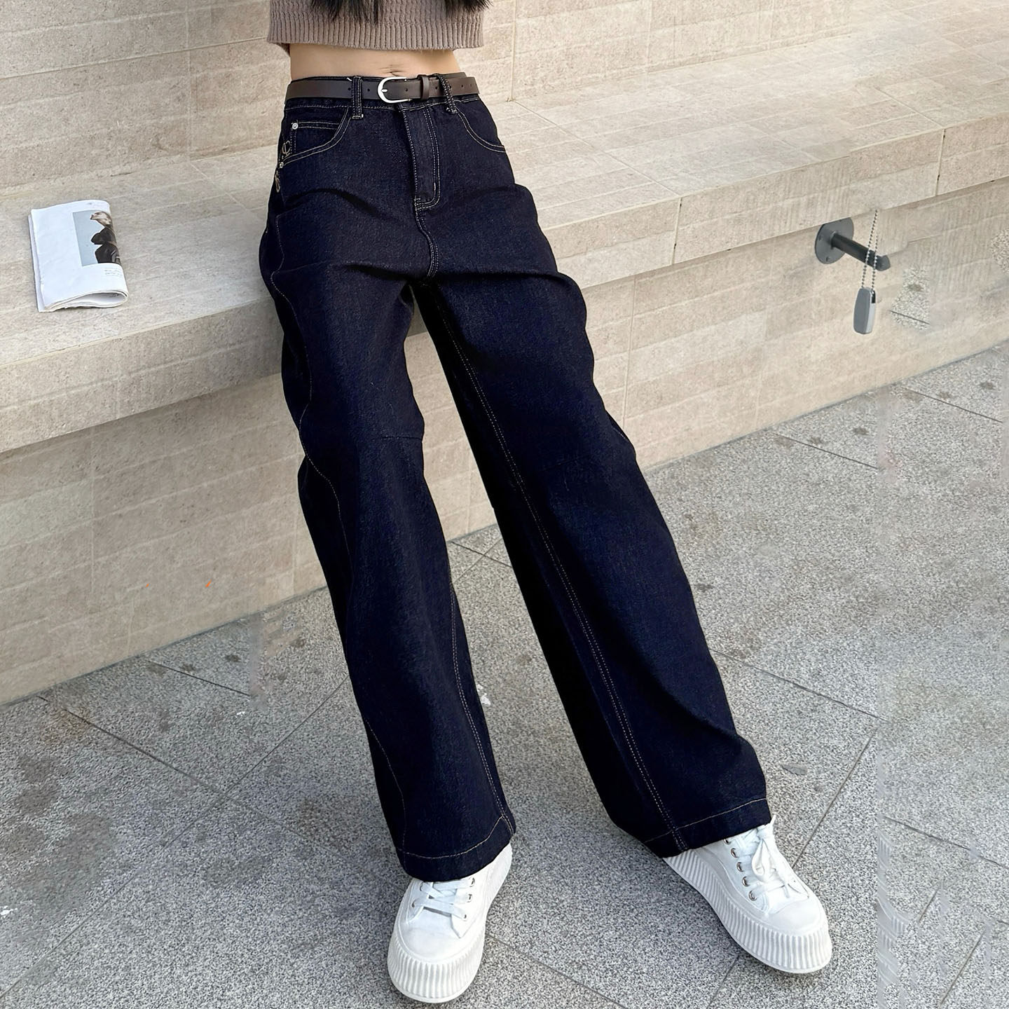 2025秋新款Jeans阿凡牛A5227宽松显瘦阔腿弯刀裤女牛仔筒裤香蕉裤,淘宝优惠券,粉丝福利购,淘宝优惠卷