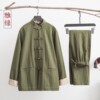 Linen long-sleeved youth Chinese cotton and linen jacket Tang suit
