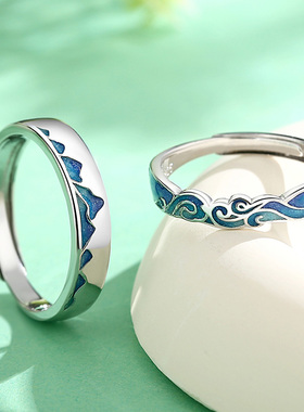 圣雅罗S925银情侣开口对戒