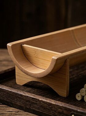竹制卧式艾条香薰炉带网格支架