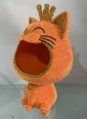 贴钻大嘴猫招财猫钥匙收纳摆件