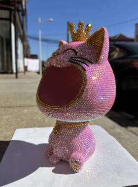 镶钻招财猫钥匙收纳摆件进门送礼