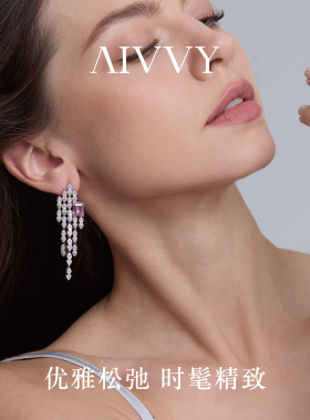 【何宣林同款】AIVVY傲蔓培育海蓝宝粉摩根宝石耳钉耳环个性轻奢