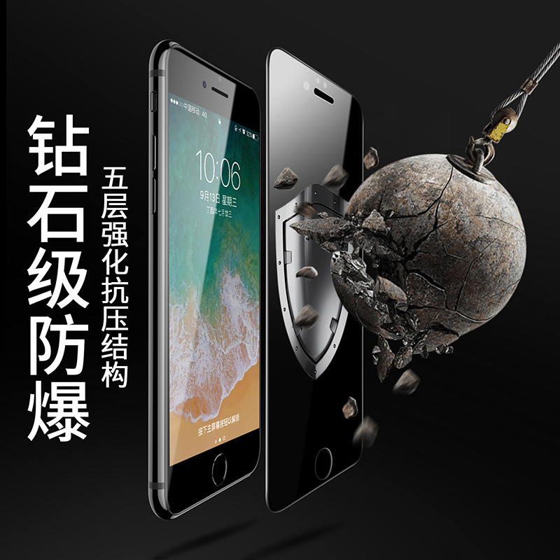 适用苹果6splus钢化膜iPhone6全屏覆盖平果6s手机plus蓝光spuls全包边i6sp六全包防摔rplus玻璃ghm钻石ip贴膜-图1