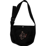 Оригинальная сумка через плечо, шоппер, черный милый модный тканевый мешок, с вышивкой