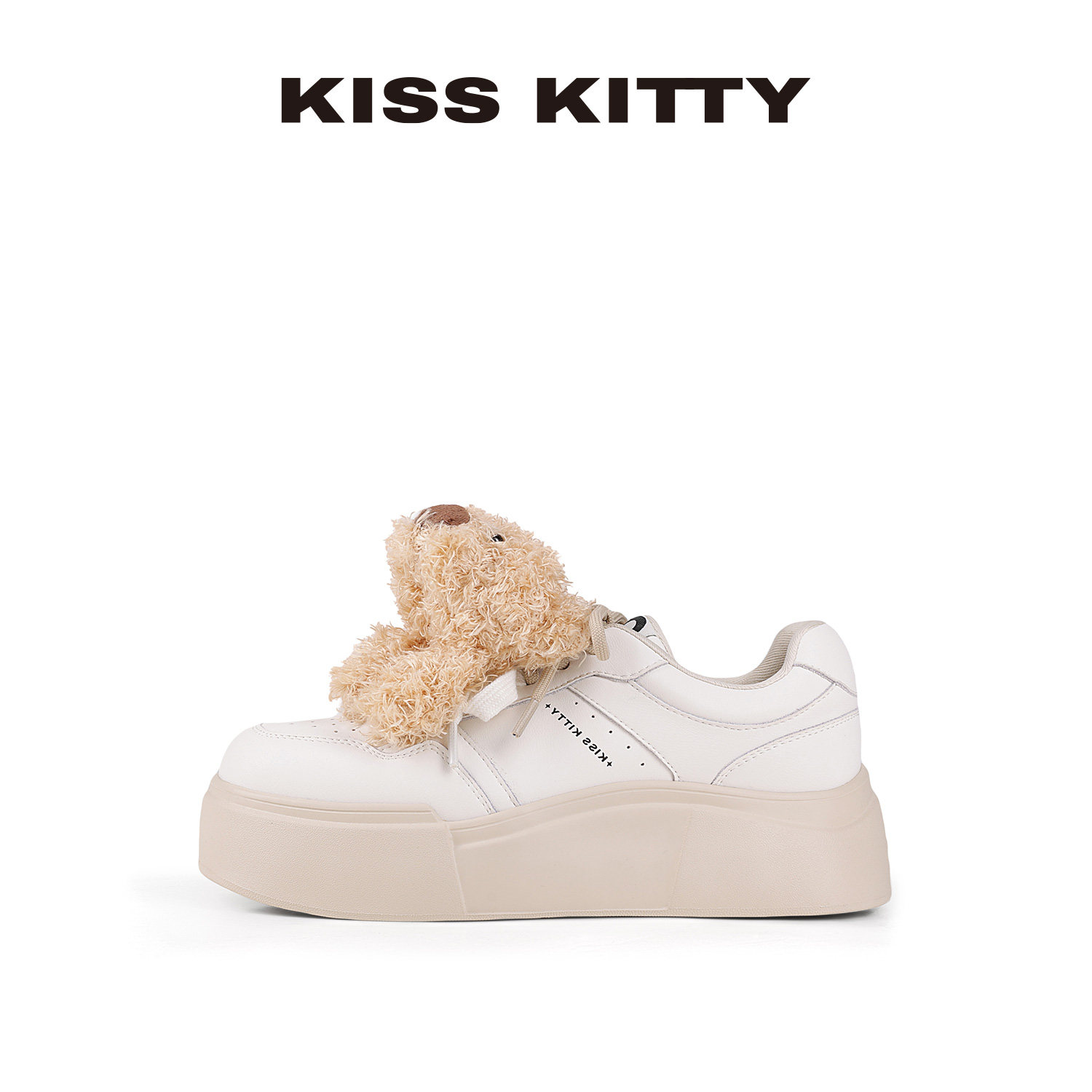 KISSKITTY萌宠系列 运动休闲鞋女2026年春新款厚底增高女鞋羊皮垫