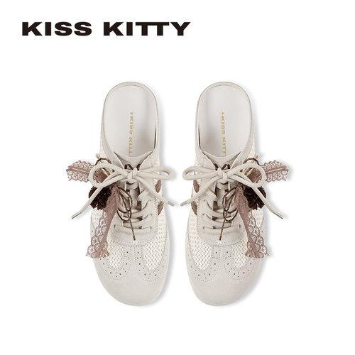 KISSKITTY厚底勃肯鞋女外穿26春季新款包头德训一脚蹬编织拖鞋 - 图3