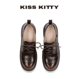 KISSKITTY лоферы на одну ногу, женские маленькие кожаные туфли в британском стиле на толстой подошве и толстом каблуке, универсальные туфли, увеличивающие рост, для поездок на работу