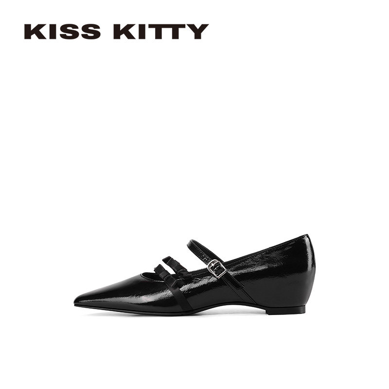 KISSKITTY玛丽珍女鞋26年新款法式银色尖头芭蕾舞平底浅口单鞋,淘宝优惠券,粉丝福利购,淘宝优惠卷