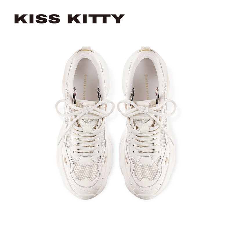 KISSKITTY小猫耳 厚底老爹鞋羊皮垫26春季新款百搭增高运动休闲鞋,淘宝优惠券,粉丝福利购,淘宝优惠卷