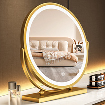 Dresser Makeup Mirror Bedroom Home Light Lavish Rotary Mirror With Lamp INS Wind Desktop Bench FINISH LIGHT BIG ROUND MIRROR