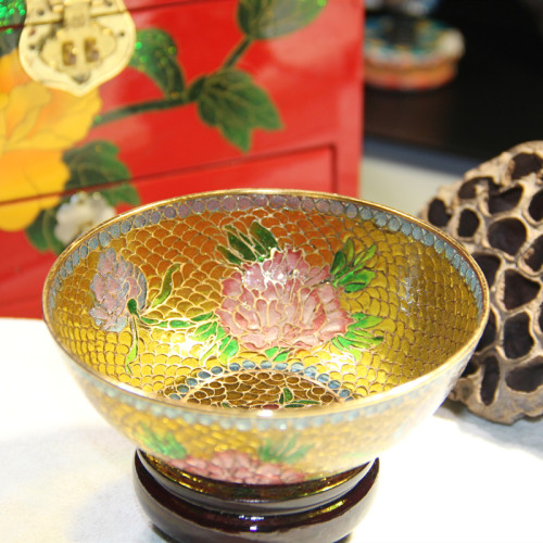 正宗老北京景泰蓝掐丝珐琅库存老货招财脱胎透明蓝碗工艺品摆件 - 图3