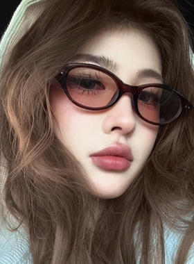 复古椭圆茶色框猫眼gm墨镜女款