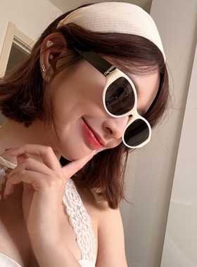 韩版奶白色高级感猫眼墨镜