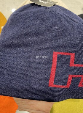 休闲H字母针织帽直边护耳男女通用薄款圆顶保暖防寒街头帽子秋冬
