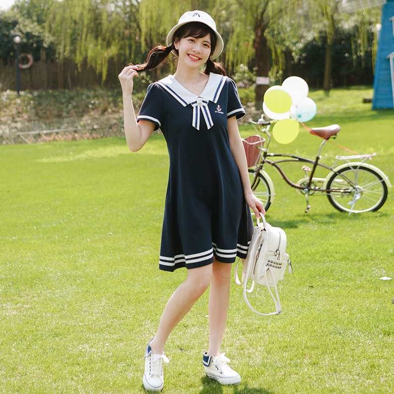 海军风水手服少女学院风韩版连衣裙 niffeilu连衣裙
