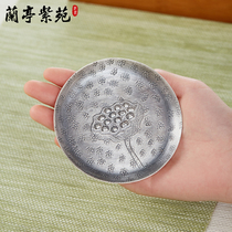 S999 silver cup cushion handmade lotus root silver cup entrusted with anti-slip round tea cup cushions Home Japanese style tea road accessories cup saucer