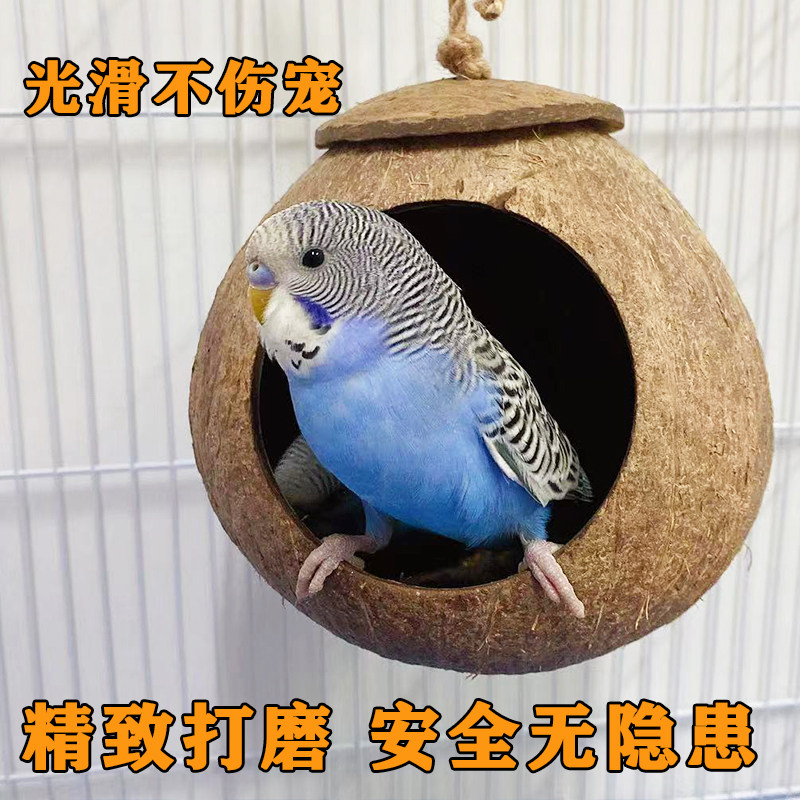 鹦鹉鸟窝玄凤虎皮防咬繁殖悬挂窝大玩具草窝睡窝文鸟巢牡丹椰子壳,淘宝优惠券,粉丝福利购,淘宝优惠卷