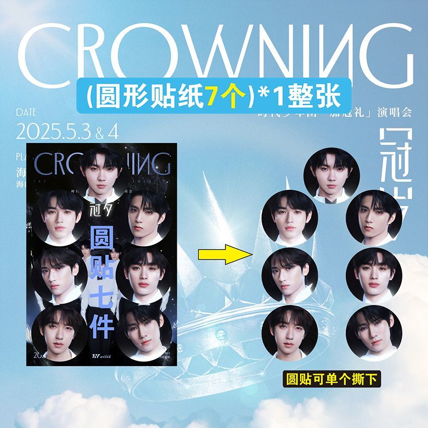 新款TNT时代少年团加冠礼演唱会小卡门票圆贴明信片饭制周边闺蜜 - 图2