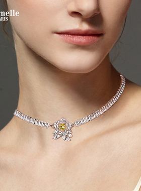 Eternelle法国永恒原创设计山茶花颈链气质轻奢项链高级感锁骨链