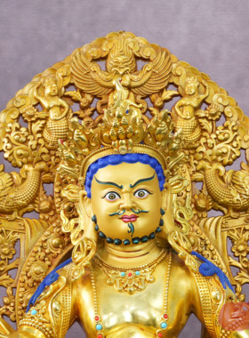 纯铜鎏金15寸黄财神佛像西藏密宗