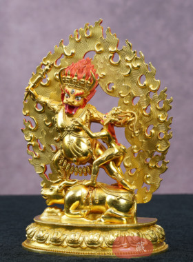 纯铜鎏金阎魔敌护法5寸佛像摆件