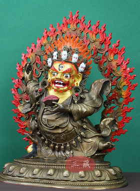 西藏纯铜黑袍玛哈嘎啦护法佛像