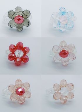 女小众花朵戒指水晶闺蜜ins复古