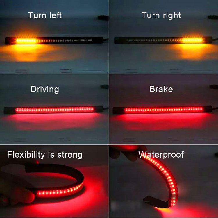超亮摩托车改装LED后尾灯刹车灯转向灯一体led灯条灯带通用-图0
