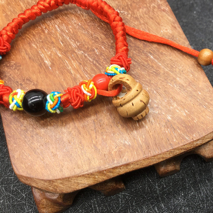 宝宝桃木手链 儿童婴儿手工编织压惊保平安手链脚链 猪精红绳,淘宝优惠券,粉丝福利购,淘宝优惠卷
