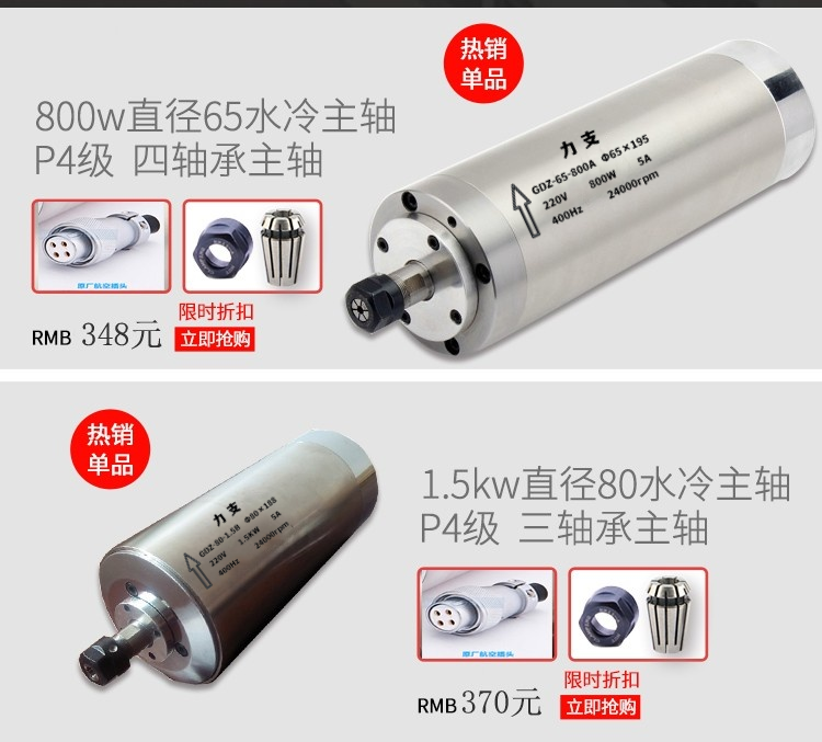 雕刻机主轴电机木工机0.8 1.5KW玉石材雕刻高速电主轴力支电机-图0