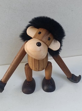 摆件北欧丹麦设计长毛猴木偶