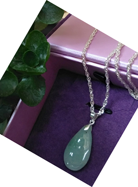 正品99纯银项链简约时尚锁骨链吊坠送天然A货水滴吊坠送妈妈礼物
