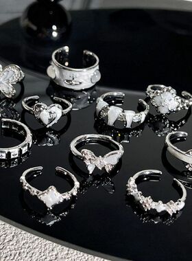 中古风气质甜酷白色滴釉蝴蝶土星