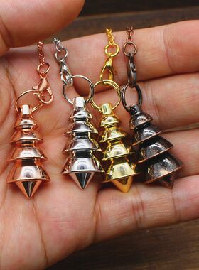 几何体集中挂件灵摆饰品批发实心金属四层锥形吊坠跨境重力铜制