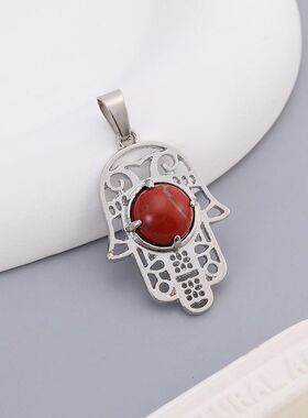 欧美天然石水晶吊坠新款潮流百搭