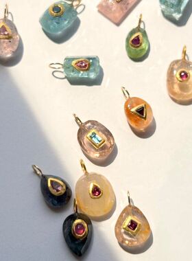 多巴胺跨境百搭吊坠彩色独立DIY配饰可小众站日常不锈钢简约