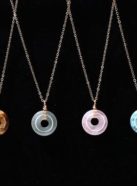 晶东珠宝  天然水晶原石平安扣项链时尚风百搭男女通用款项饰精品