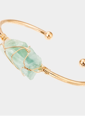 天然水晶原石萤石绕线手镯bangle