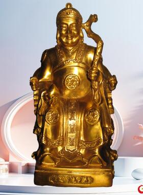 纯铜土地公神像供奉摆件