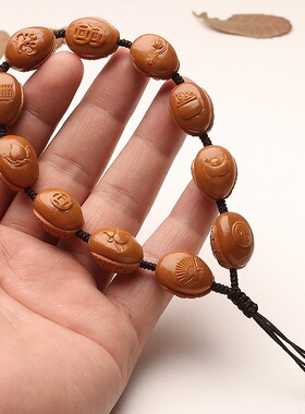 14mm小籽铁核橄榄雕刻富甲天下八宝龟壳金钱龟精品手工成品手把件