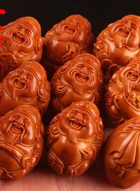 苏工八大财神橄榄核雕铁核手串 手工财神爷大籽橄榄胡手链男女