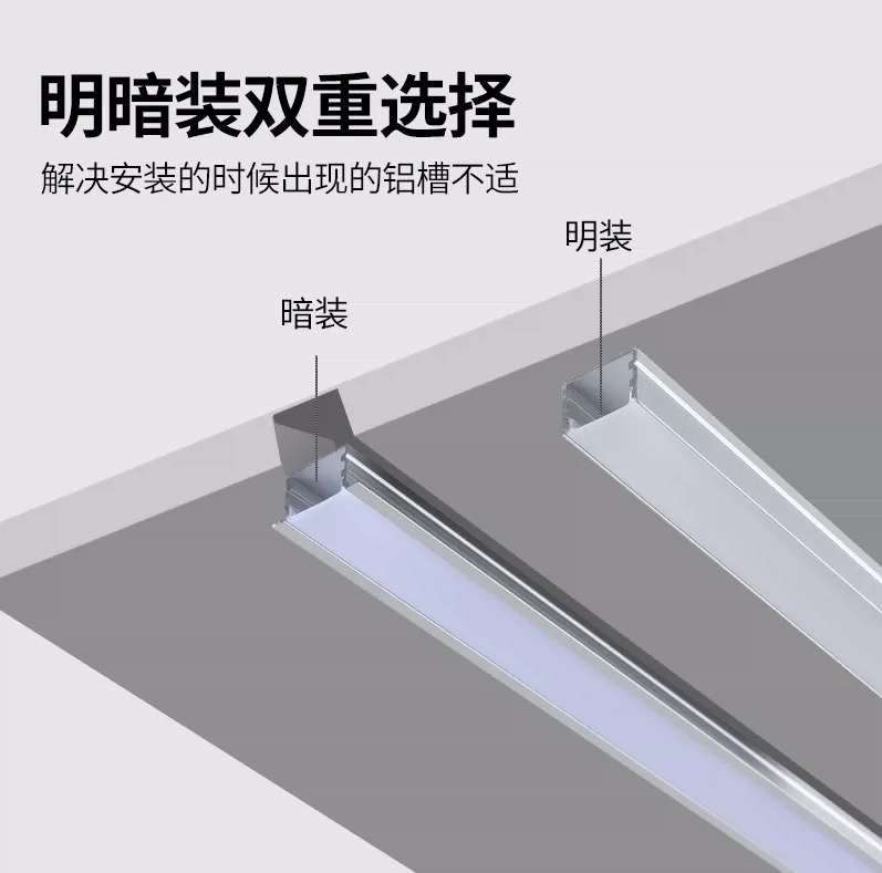 线形灯嵌入式条形线性灯铝槽客厅吊顶led线型灯预埋暗装u型线条灯-图1