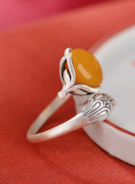 蜜蜡狐狸戒指本月新品限时优惠