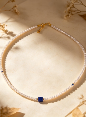 S925银镀金淡水珍珠锁骨链女