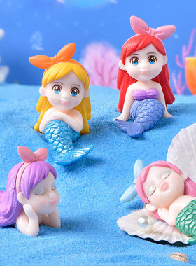 微景观小动物摆件塑料可爱发卡美人鱼创意摄影装饰手工蛋糕小饰品